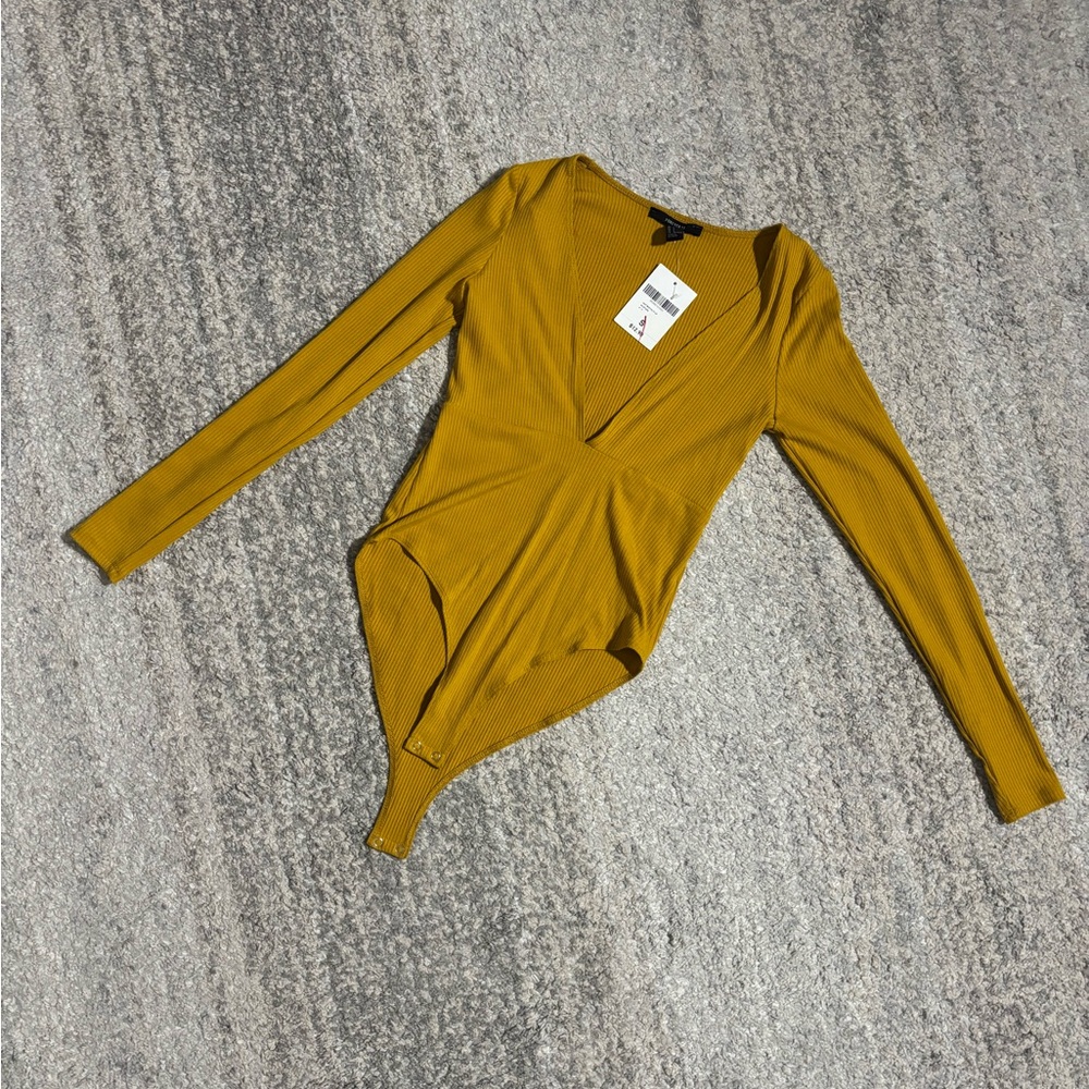 Forever 21 Golden Long Sleeve Bodysuit